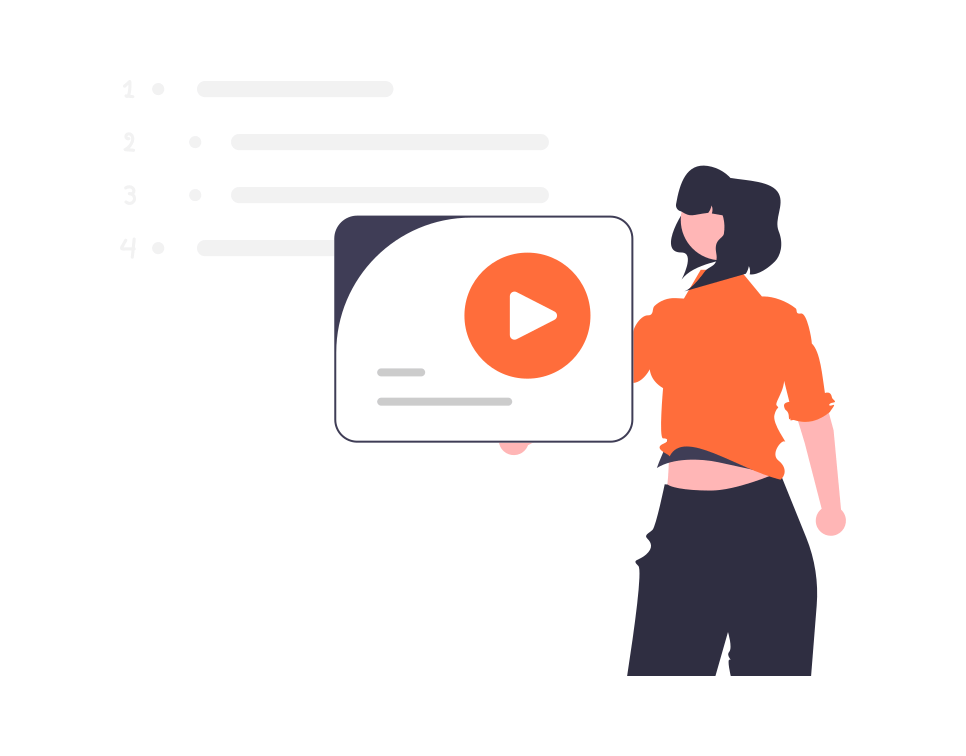 Orange cartoon character with video